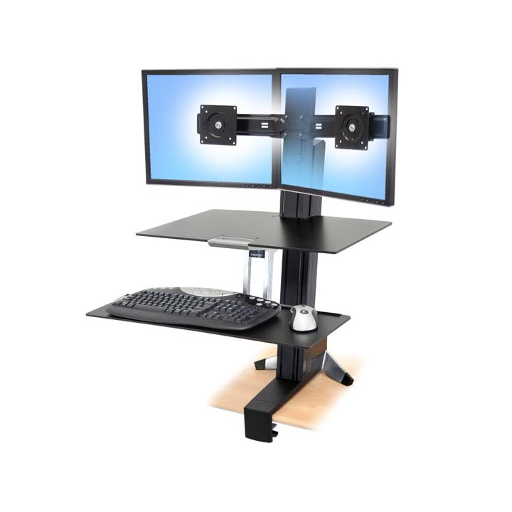 ERGOTRON WorkFit-S, Dual Sit-Stand, nastavitelný stolní držák pro 2 monitory,kláv.+myš.+odkl. plocha