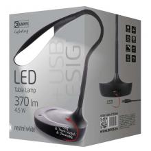 LED stolní lampa DEL-1321, černá s USB (Stolní lampička)