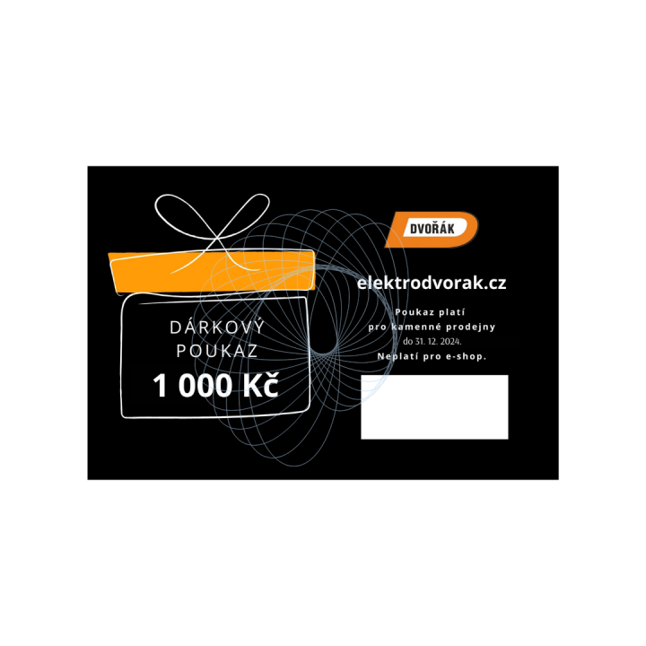 Dárkový poukaz Elektro Dvořák v hodnotě 1000 Kč