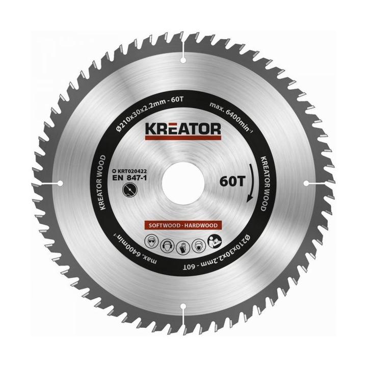 KREATOR KRT020422 Pilový kotouč na dřevo 210mm, 60T