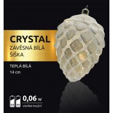 Vánoční šiška se strunou bílá 10 LED Crystal 18000326 na baterie