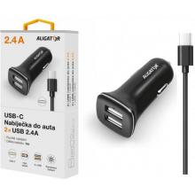 Nabíječka do auta Aligator 12-24V/2,4A 1x USB + kabel USB-C