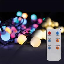 SOLIGHT LED vánoční řetěz koule, dálk.ovládání, 100LED RGB+bílá 8funkcí