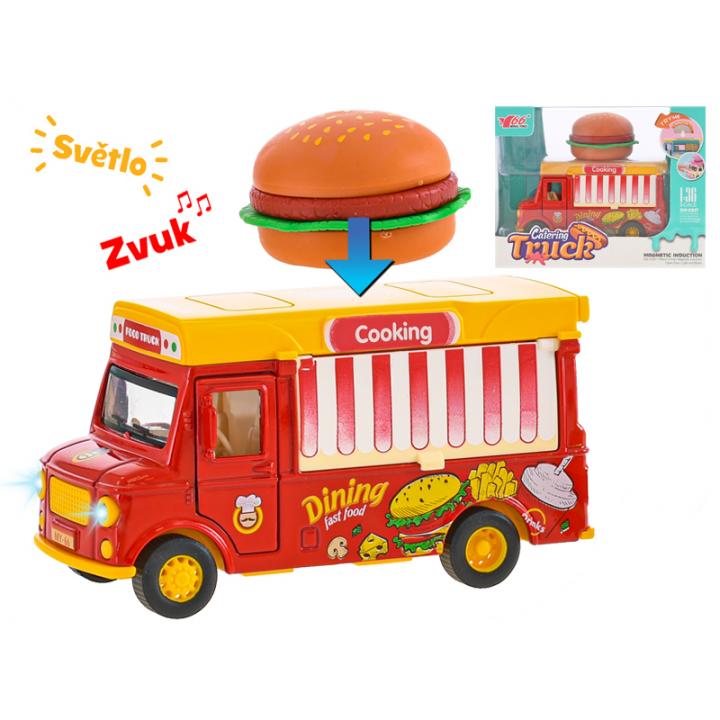 510228 Foodtruck Hamburger 1:36 magnetický zpětný chod na baterie