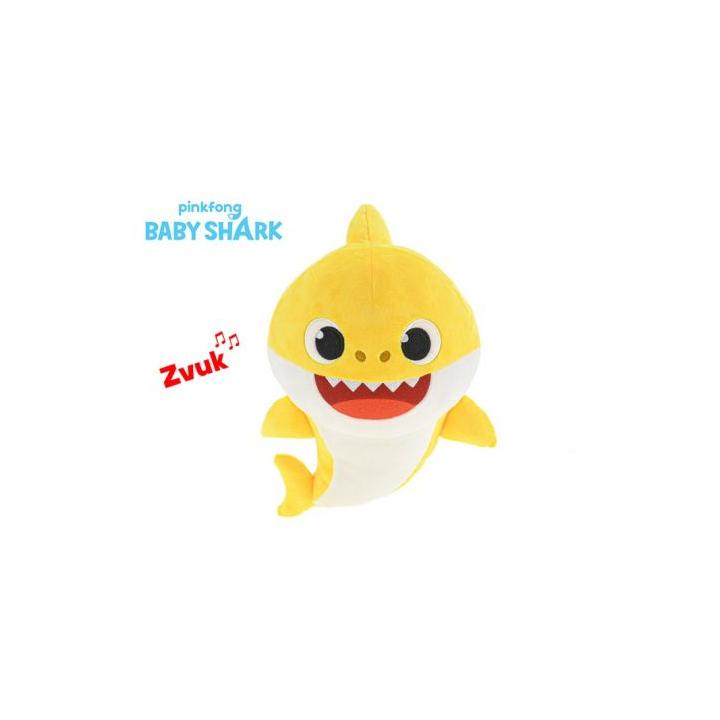 Baby Shark plyšový 28cm žlutý na baterie se zvukem 12m+ v sáčku