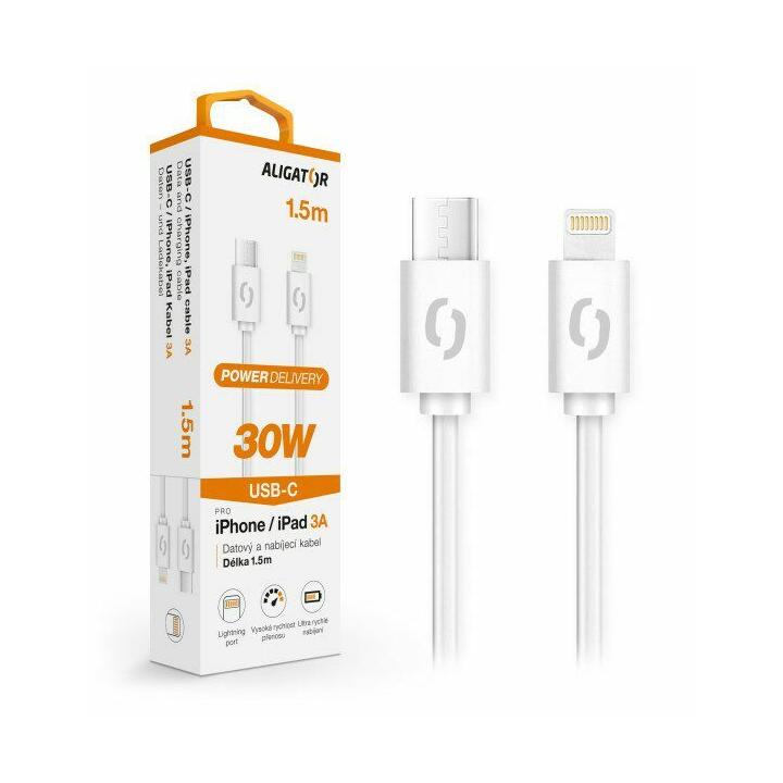 Kabel USB-C - iPhone lightning 1,5m 3A bílý Aligator