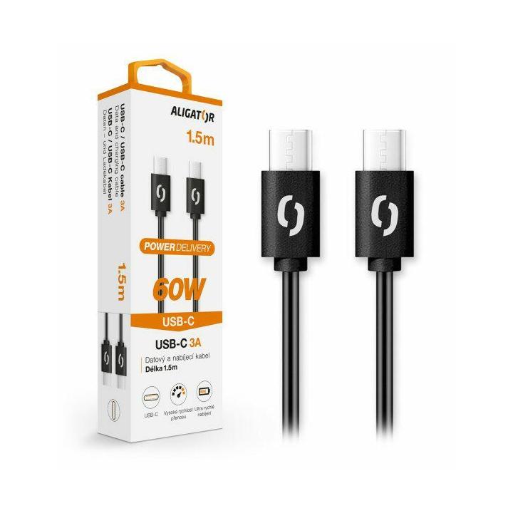 Al. kabel USB-C/USB-C 1,5m černý 3A 65W