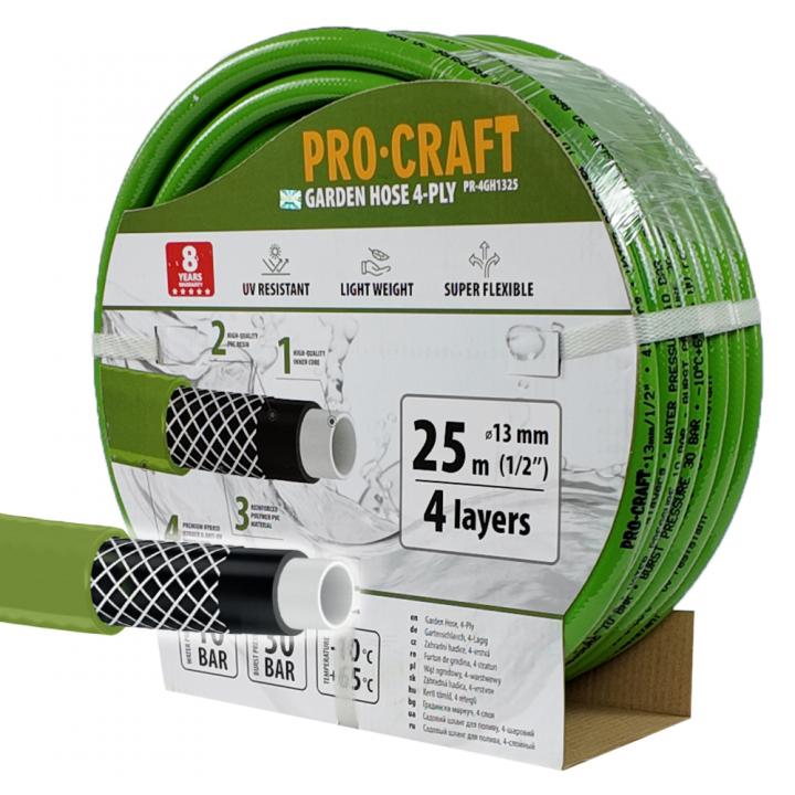 Procraft zahradní hadice PR-4GH1325, 4 vrstvy, 1/2, 25 m, zelená