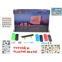 35384 Sada pro složení a dekoraci skateboardu 9,5cm 4ks s doplňky